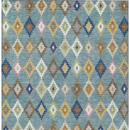 Teal Blue And Orange Aztec Washable Indoor Outdoor Area Rug Photo 4