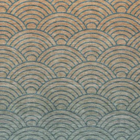 Teal Blue And Orange Geometric Washable Indoor Outdoor Area Rug Photo 2