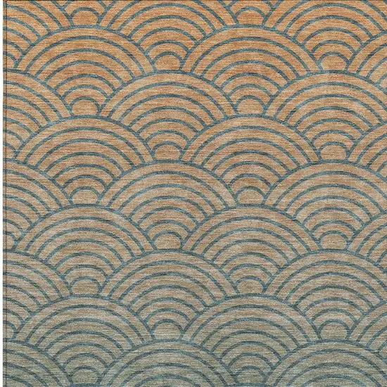 Teal Blue And Orange Geometric Washable Indoor Outdoor Area Rug Photo 2
