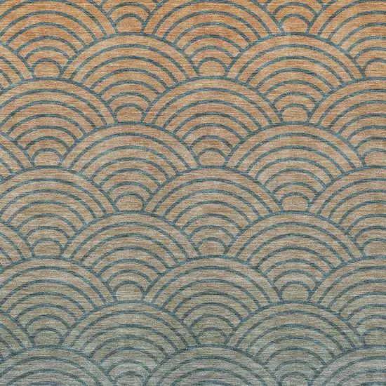 Teal Blue And Orange Geometric Washable Indoor Outdoor Area Rug Photo 2