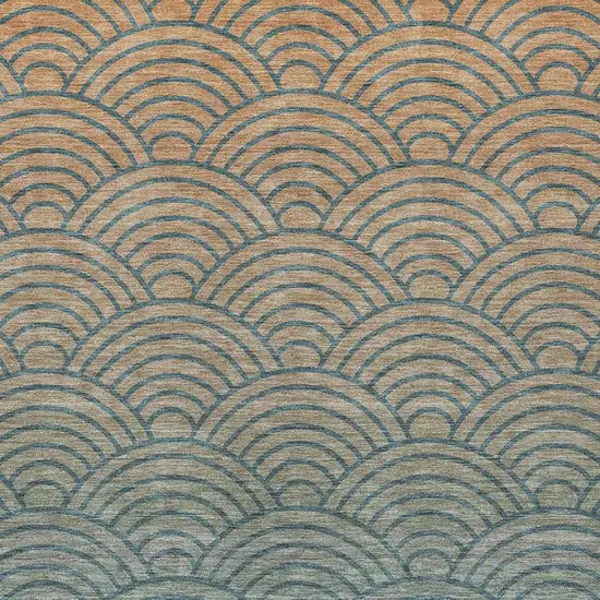 Teal Blue And Orange Geometric Washable Indoor Outdoor Area Rug Photo 2