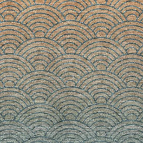 Teal Blue And Orange Geometric Washable Indoor Outdoor Area Rug Photo 2