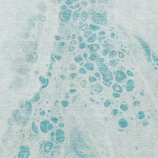 Teal Blue And Pale Aqua Abstract Washable Indoor Outdoor Area Rug Photo 3