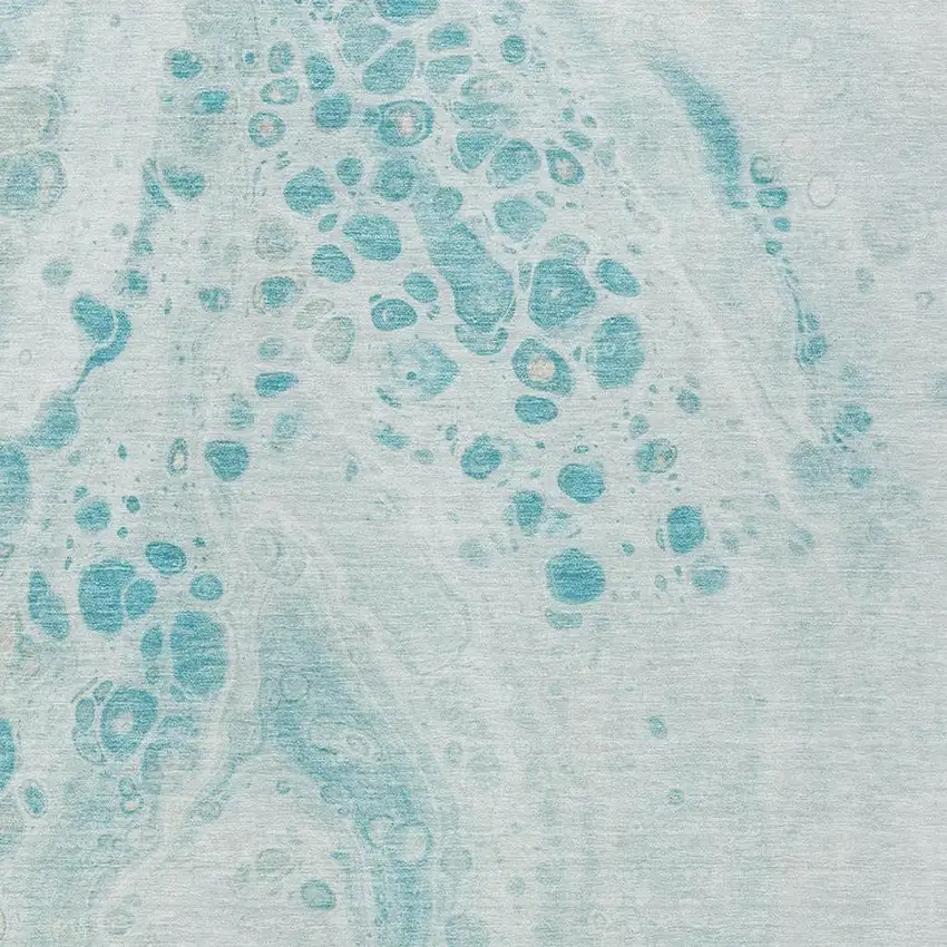 Teal Blue And Pale Aqua Abstract Washable Indoor Outdoor Area Rug Photo 7