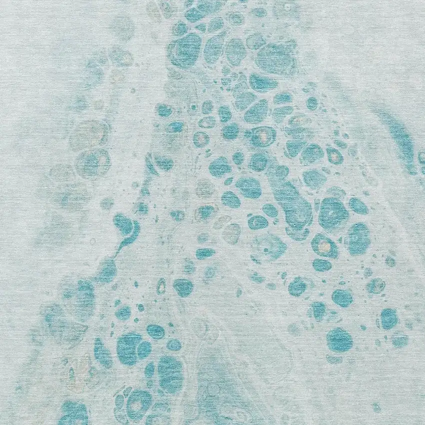 Teal Blue And Pale Aqua Abstract Washable Indoor Outdoor Area Rug Photo 3