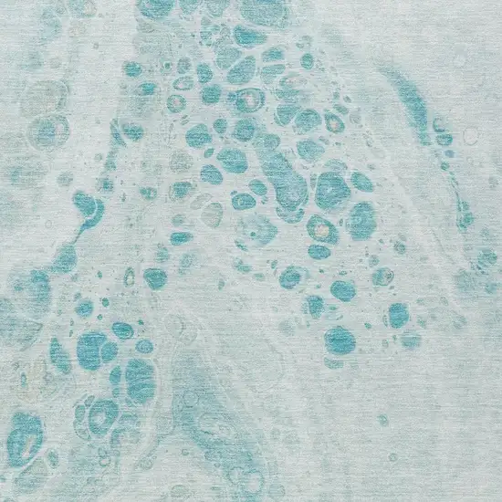 Teal Blue And Pale Aqua Abstract Washable Indoor Outdoor Area Rug Photo 3