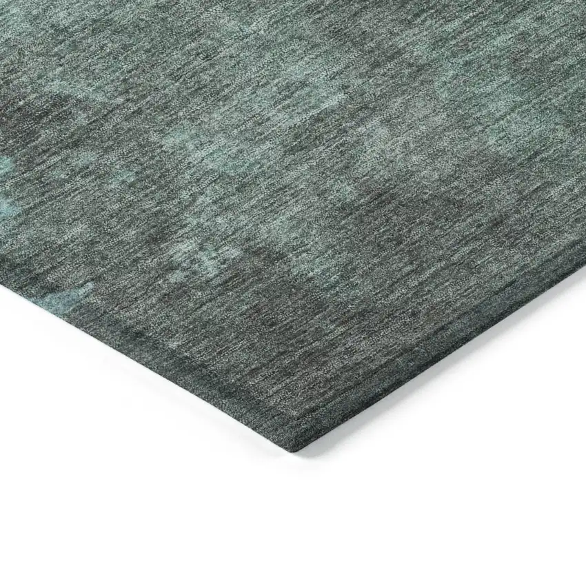 Teal Blue And Pale Aqua Abstract Washable Indoor Outdoor Area Rug Photo 9