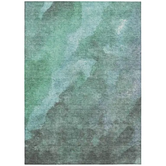 Teal Blue And Pale Aqua Abstract Washable Indoor Outdoor Area Rug Photo 8