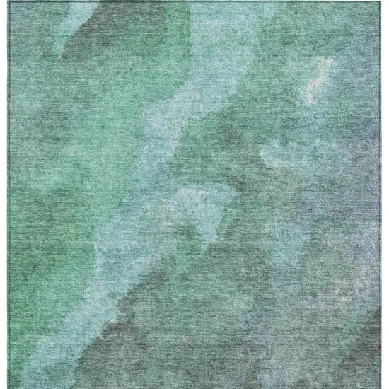 Teal Blue And Pale Aqua Abstract Washable Indoor Outdoor Area Rug Photo 1