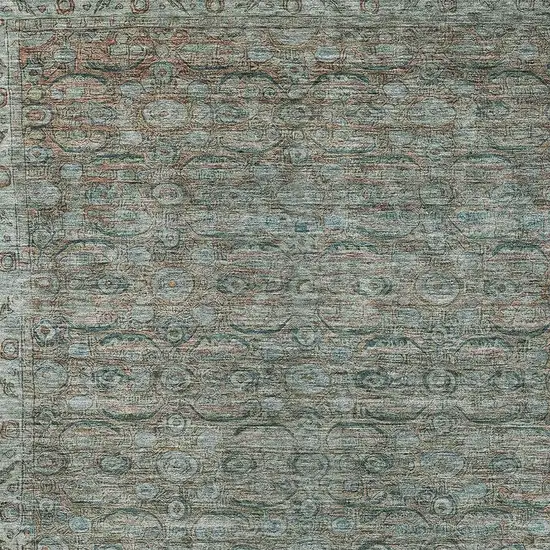 Teal Blue And Pale Aqua Floral Washable Indoor Outdoor Area Rug Photo 4