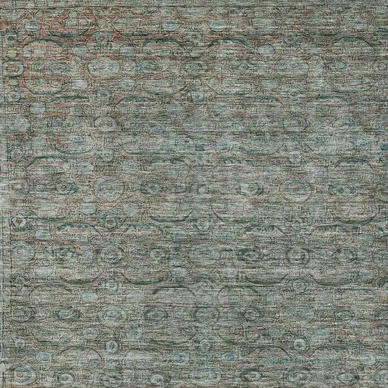 Teal Blue And Pale Aqua Floral Washable Indoor Outdoor Area Rug Photo 4