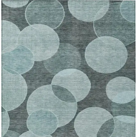 Teal Blue And Pale Aqua Geometric Washable Indoor Outdoor Area Rug Photo 3