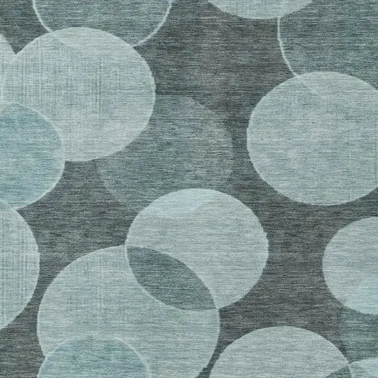 Teal Blue And Pale Aqua Geometric Washable Indoor Outdoor Area Rug Photo 4