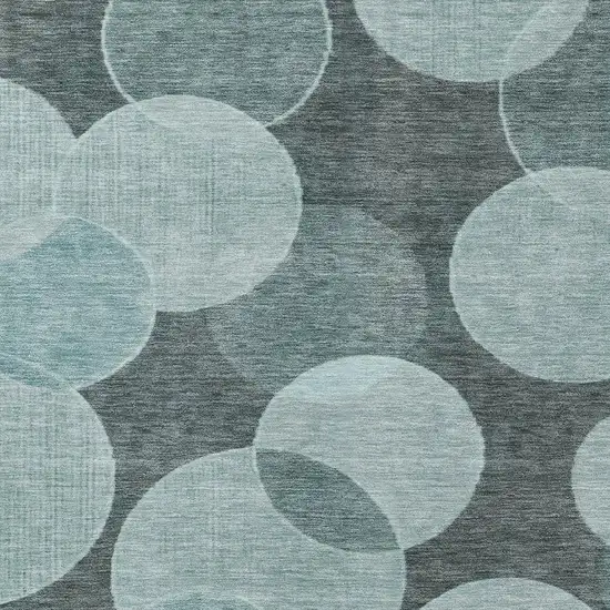 Teal Blue And Pale Aqua Geometric Washable Indoor Outdoor Area Rug Photo 3