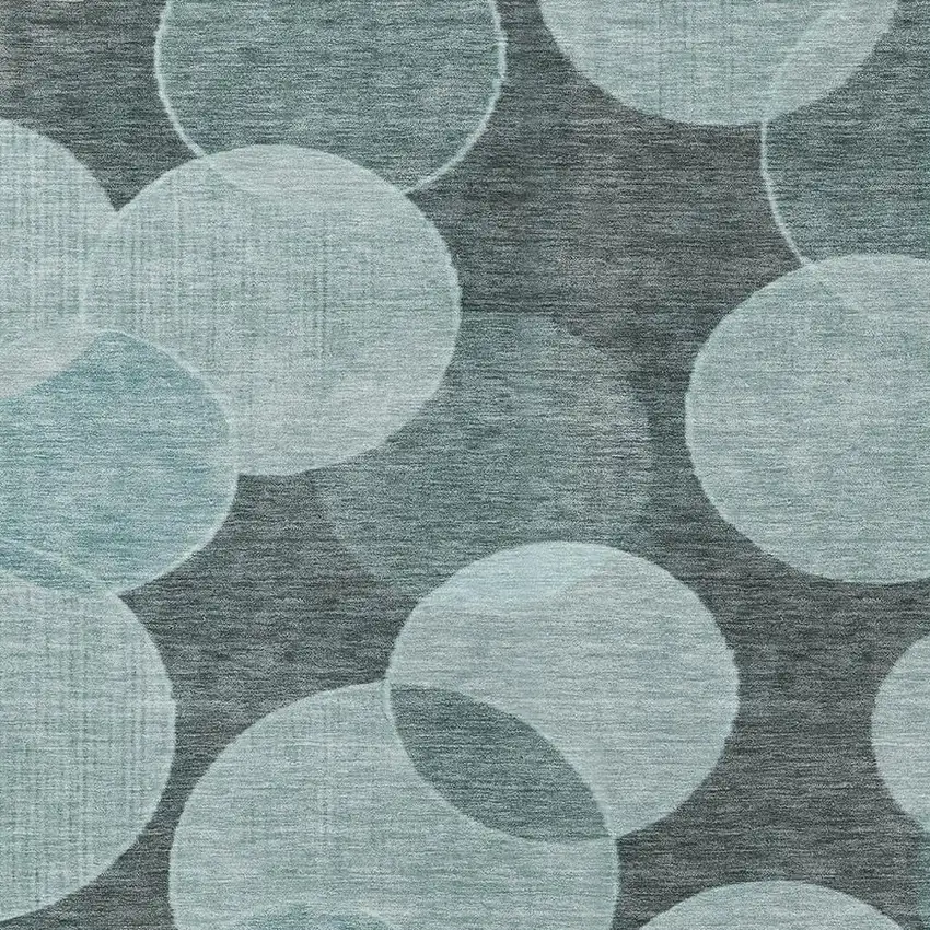 Teal Blue And Pale Aqua Geometric Washable Indoor Outdoor Area Rug Photo 3