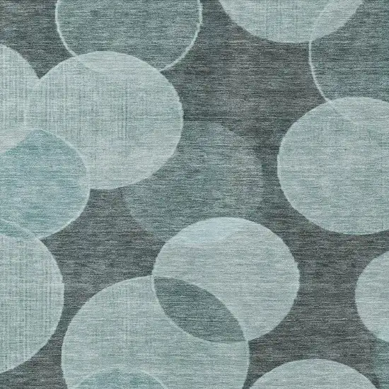 Teal Blue And Pale Aqua Geometric Washable Indoor Outdoor Area Rug Photo 4
