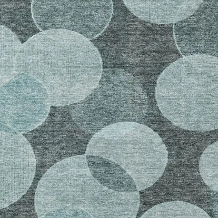 Teal Blue And Pale Aqua Geometric Washable Indoor Outdoor Area Rug Photo 4