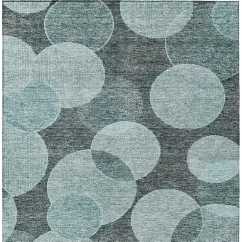 Teal Blue And Pale Aqua Geometric Washable Indoor Outdoor Area Rug Photo 7