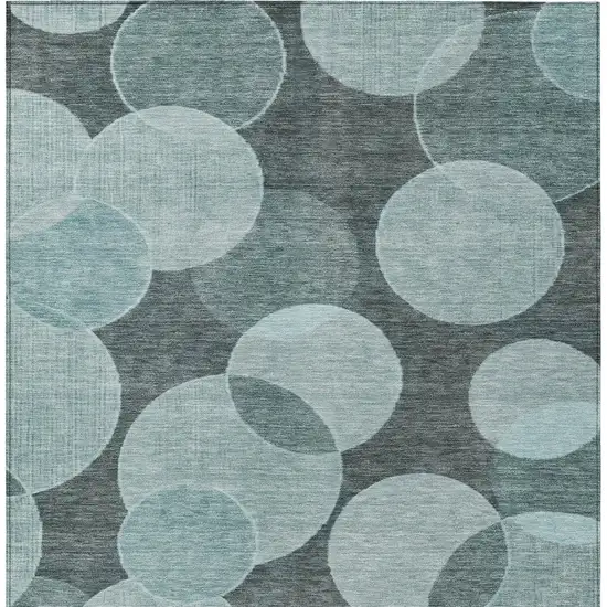 Teal Blue And Pale Aqua Geometric Washable Indoor Outdoor Area Rug Photo 7