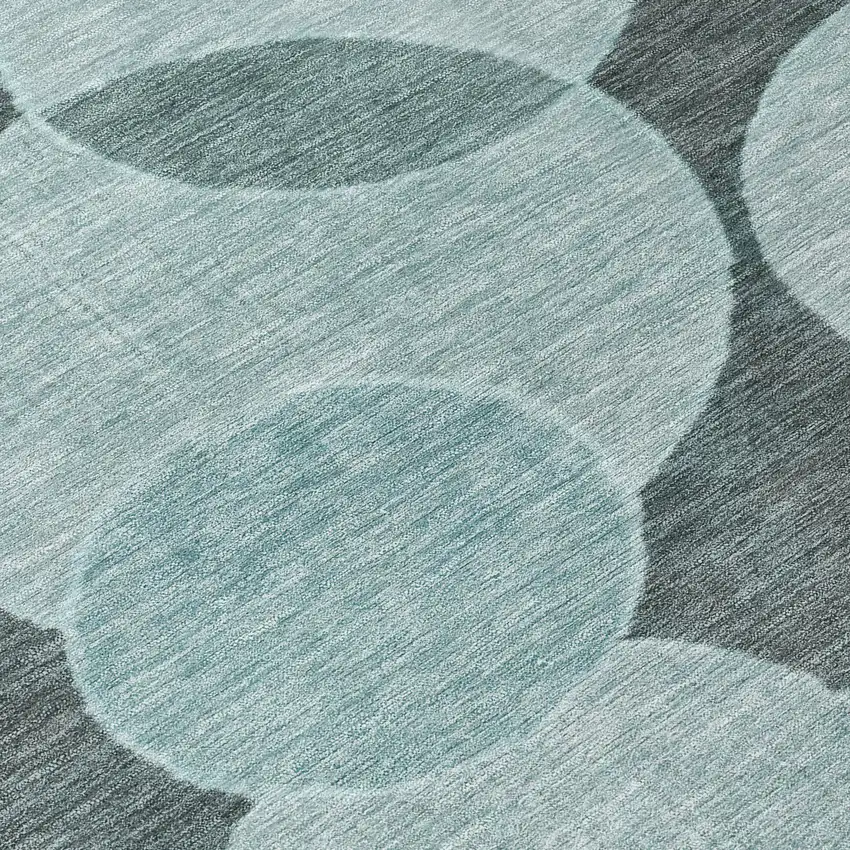 Teal Blue And Pale Aqua Geometric Washable Indoor Outdoor Area Rug Photo 9