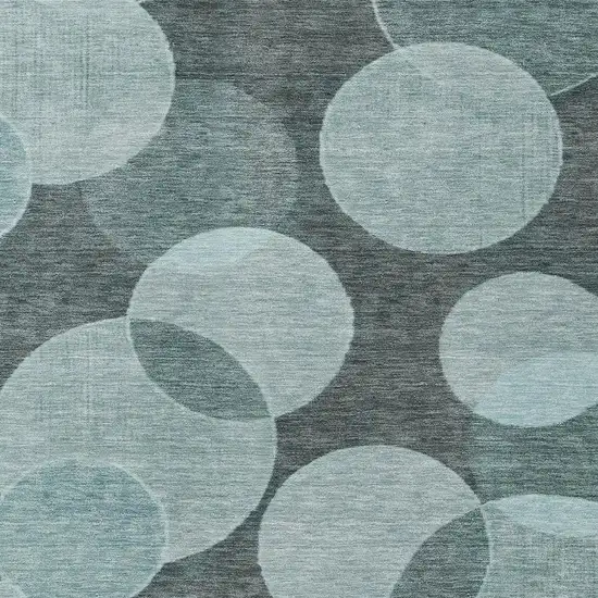 Teal Blue And Pale Aqua Geometric Washable Indoor Outdoor Area Rug Photo 3