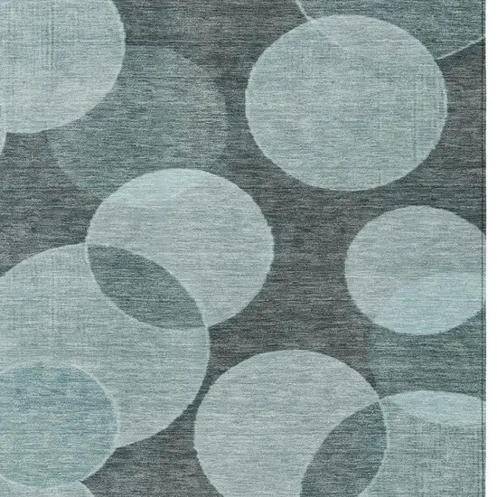 Teal Blue And Pale Aqua Geometric Washable Indoor Outdoor Area Rug Photo 6