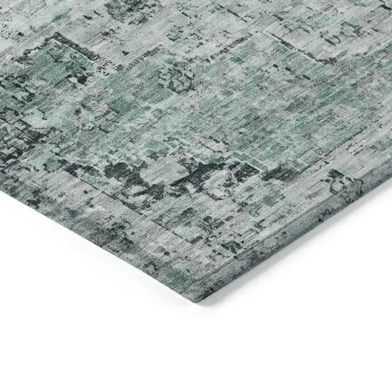 Teal Blue And Pale Aqua Medallion Washable Indoor Outdoor Area Rug Photo 5