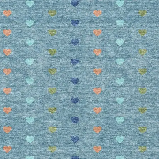 Teal Blue And Peach Geometric Washable Indoor Outdoor Area Rug Photo 2