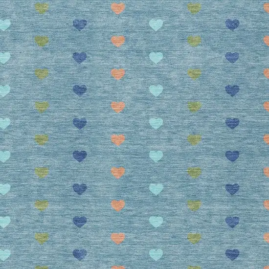 Teal Blue And Peach Geometric Washable Indoor Outdoor Area Rug Photo 2