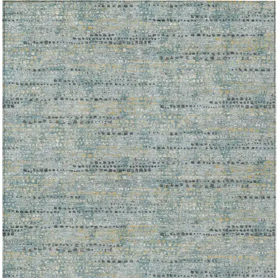 Teal Blue And Pewter Abstract Washable Indoor Outdoor Area Rug Photo 3
