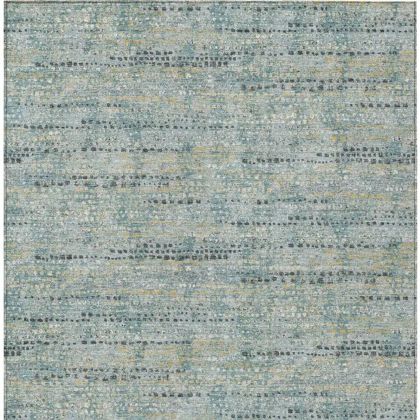 Teal Blue And Pewter Abstract Washable Indoor Outdoor Area Rug Photo 3