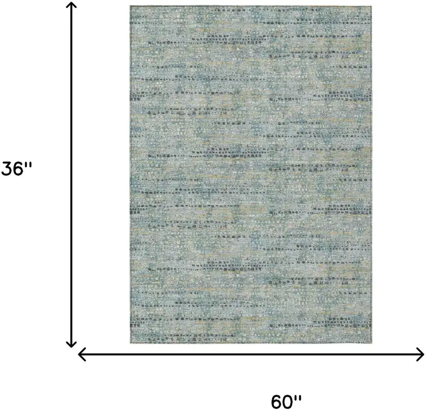 Teal Blue And Pewter Abstract Washable Indoor Outdoor Area Rug Photo 6