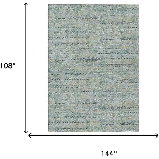 Teal Blue And Pewter Abstract Washable Indoor Outdoor Area Rug Photo 6