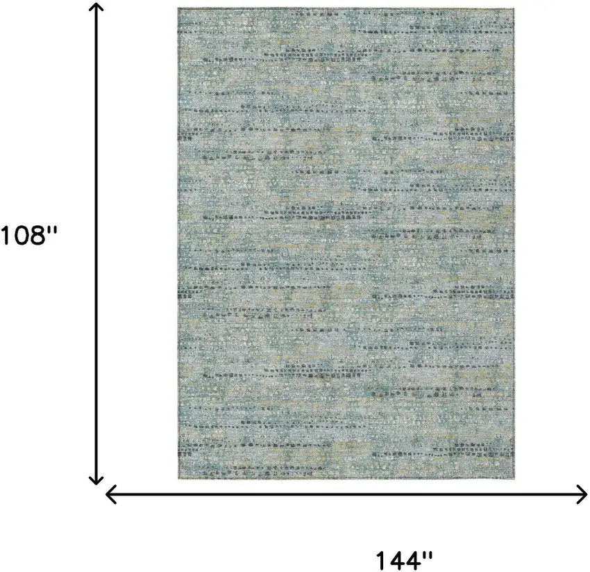Teal Blue And Pewter Abstract Washable Indoor Outdoor Area Rug Photo 6