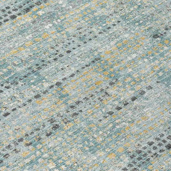 Teal Blue And Pewter Abstract Washable Indoor Outdoor Area Rug Photo 5