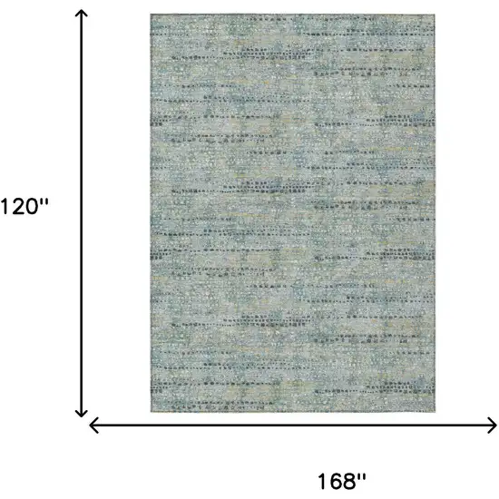 Teal Blue And Pewter Abstract Washable Indoor Outdoor Area Rug Photo 6
