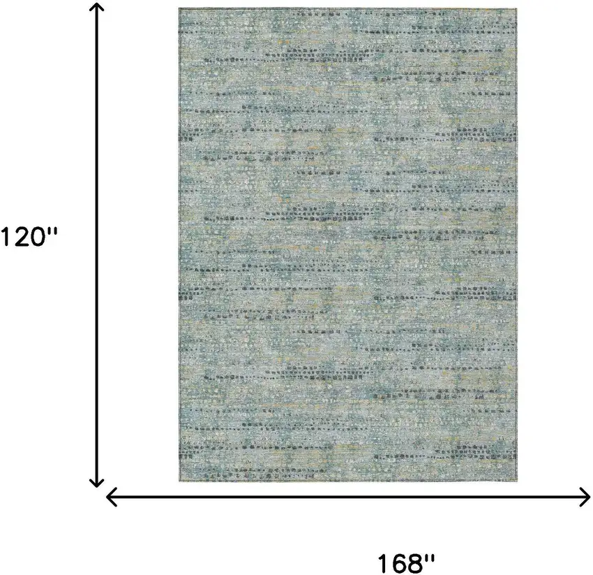 Teal Blue And Pewter Abstract Washable Indoor Outdoor Area Rug Photo 6