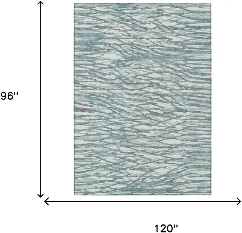 Teal Blue And Pewter Abstract Washable Indoor Outdoor Area Rug Photo 5
