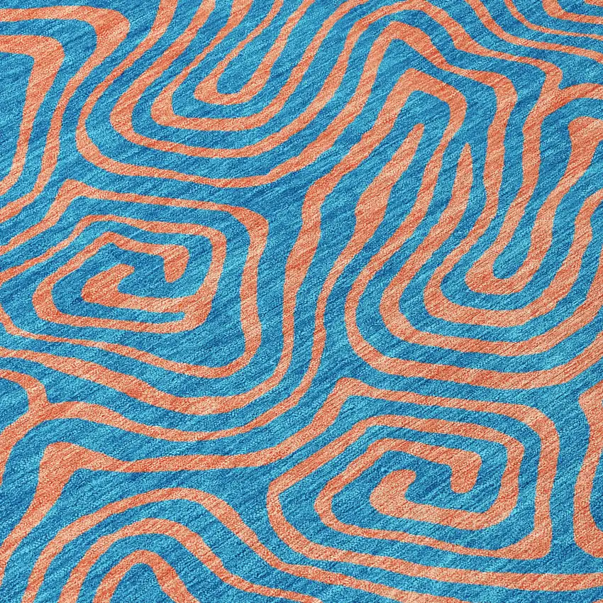 Teal Blue And Pink Abstract Washable Indoor Outdoor Area Rug Photo 6