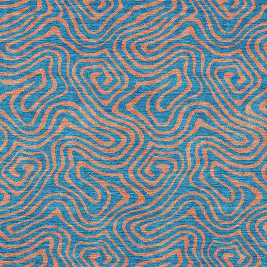 Teal Blue And Pink Abstract Washable Indoor Outdoor Area Rug Photo 7