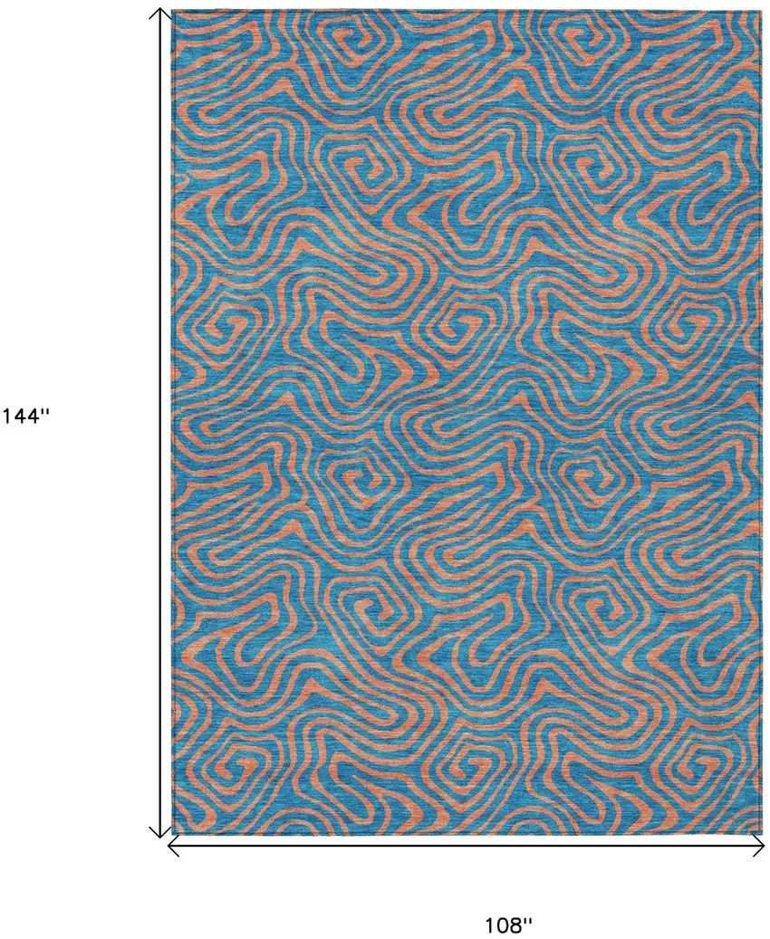 Teal Blue And Pink Abstract Washable Indoor Outdoor Area Rug Photo 3