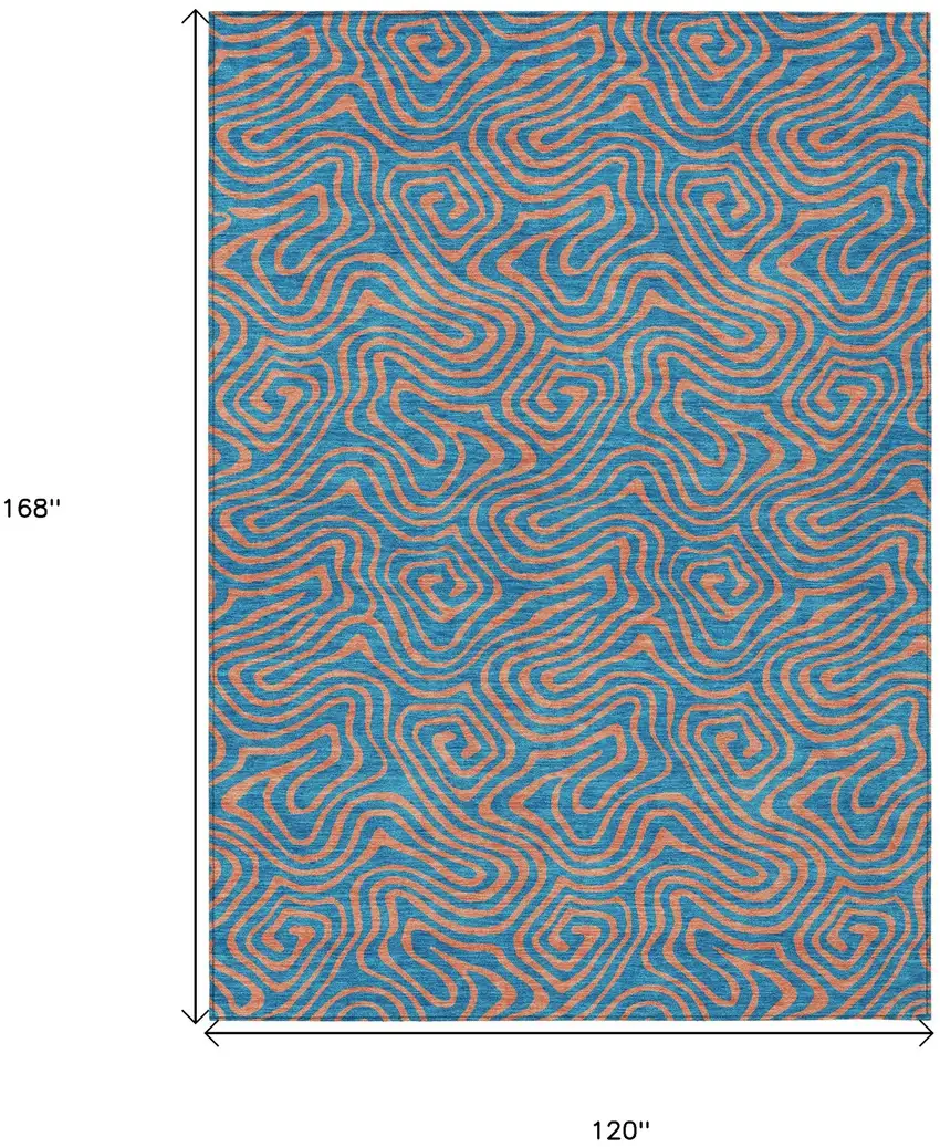 Teal Blue And Pink Abstract Washable Indoor Outdoor Area Rug Photo 3