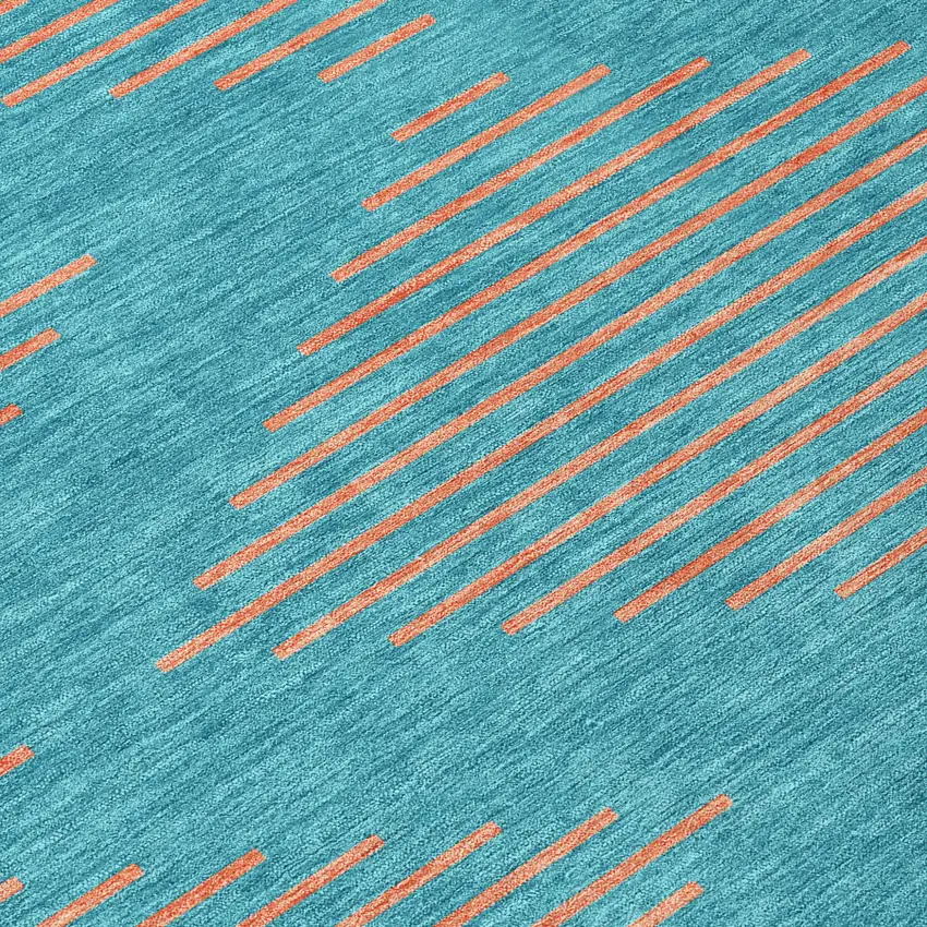 Teal Blue And Pink Geometric Washable Indoor Outdoor Area Rug Photo 5