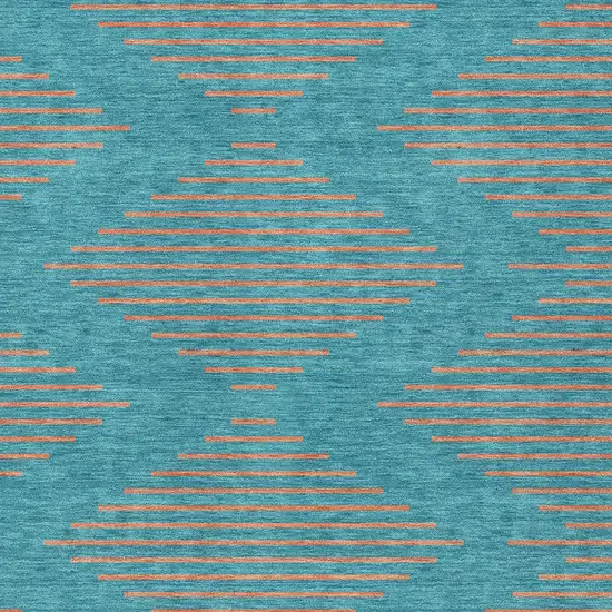 Teal Blue And Pink Geometric Washable Indoor Outdoor Area Rug Photo 6