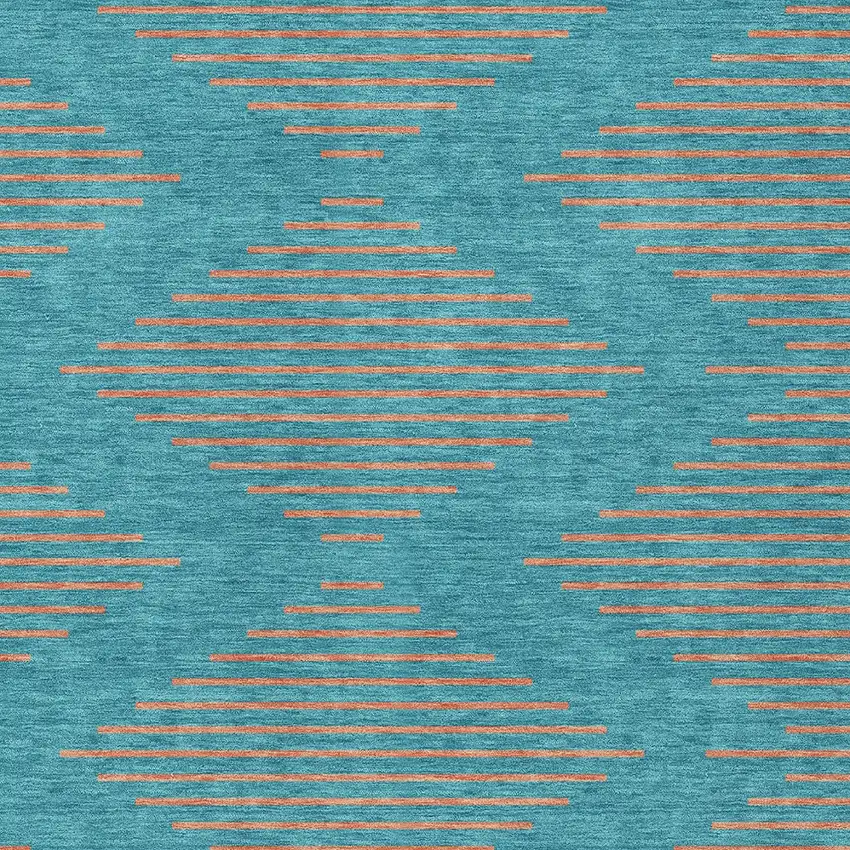 Teal Blue And Pink Geometric Washable Indoor Outdoor Area Rug Photo 6