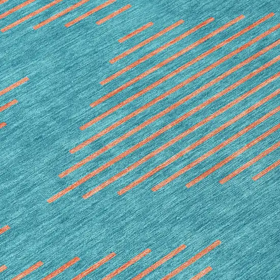 Teal Blue And Pink Geometric Washable Indoor Outdoor Area Rug Photo 5