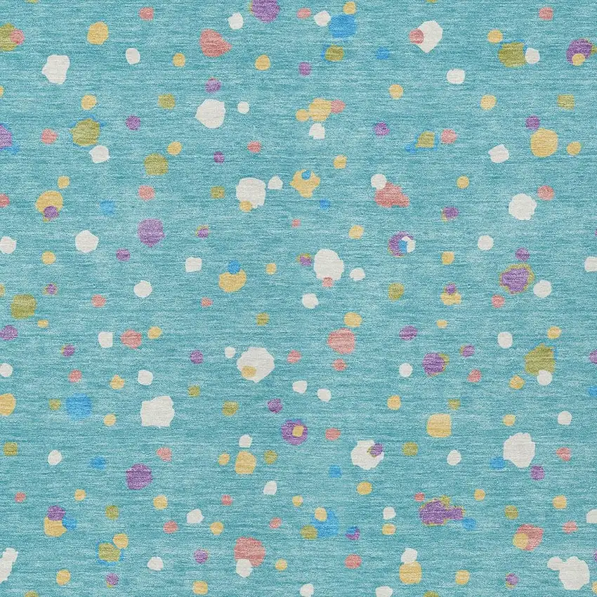 Teal Blue And Pink Geometric Washable Indoor Outdoor Area Rug Photo 3