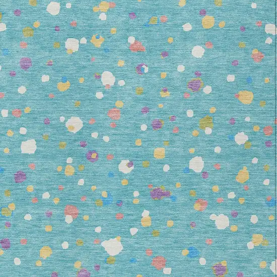 Teal Blue And Pink Geometric Washable Indoor Outdoor Area Rug Photo 3