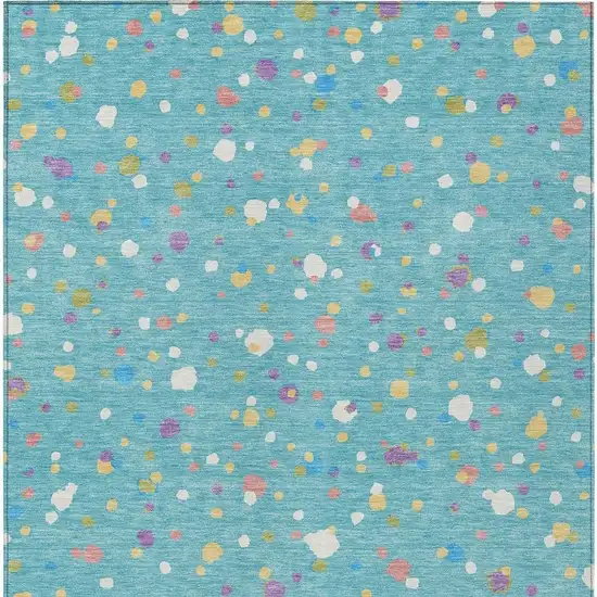 Teal Blue And Pink Geometric Washable Indoor Outdoor Area Rug Photo 4