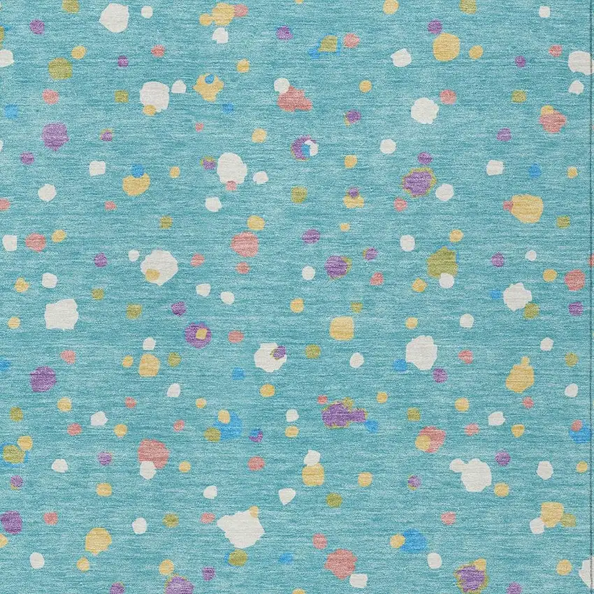 Teal Blue And Pink Geometric Washable Indoor Outdoor Area Rug Photo 3